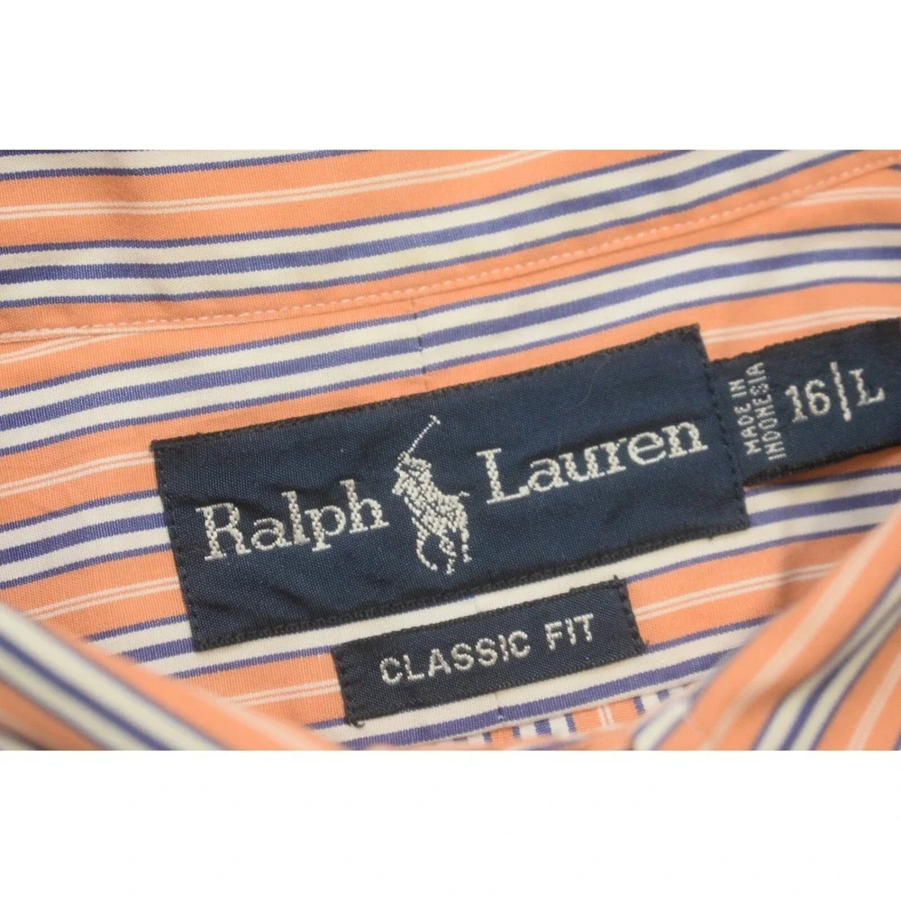 Polo Ralph Lauren Dress Shirt Striped Classic Fit Long Sleeve Mens Size 16 Large